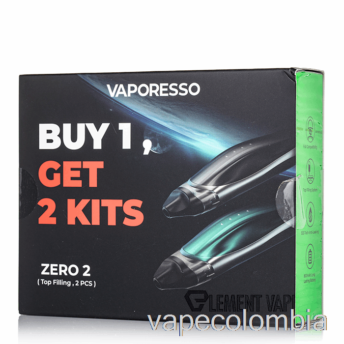 Vape Desechable Vaporesso Zero 2 Pod System 2-pack Promoción Negro + Negro Verde